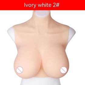 High Collar Short Section Half Body Solid Artificial Breast (Option: Ivory White-B Cup 1300g)